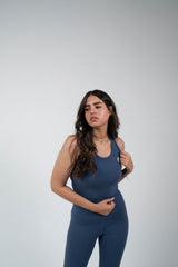 ULTRA SOFT ESSENTIAL SLEEVELESS CROP TOP - Warm Indigo - FIT TRIBE
