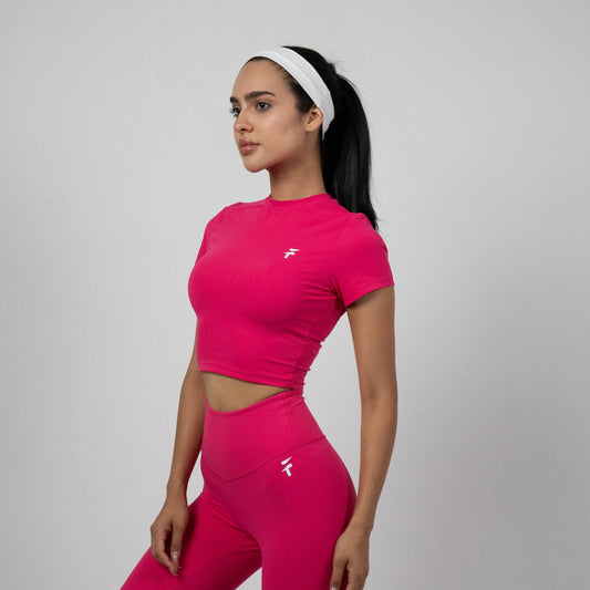 ULTRA SOFT ESSENTIAL CROP TOP - Hot Pink