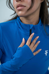 ULTRA SOFT ESSENTIAL ZIP-UP BODY FIT TOP - Primary Blue - FIT TRIBE