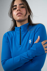 ULTRA SOFT ESSENTIAL ZIP-UP BODY FIT TOP - Primary Blue - FIT TRIBE