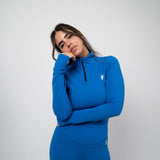 ULTRA SOFT ESSENTIAL ZIP-UP BODY FIT TOP - Primary Blue - FIT TRIBE