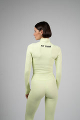 ULTRA SOFT ESSENTIAL ZIP-UP BODY FIT TOP - Lime Twist - FIT TRIBE
