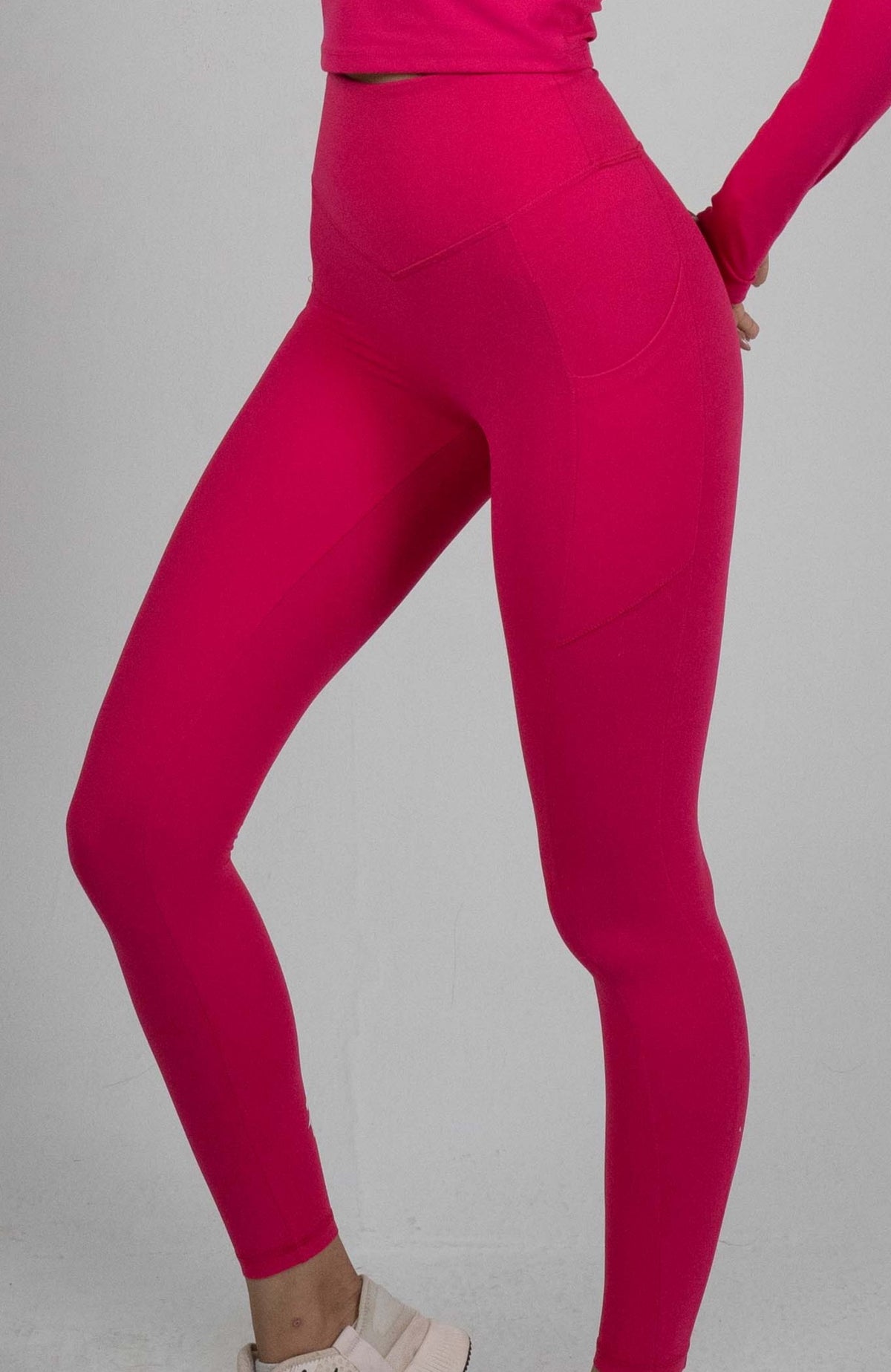 ULTRA SOFT ESSENTIAL POCKETED LEGGINGS - Hot Pink - FIT TRIBE