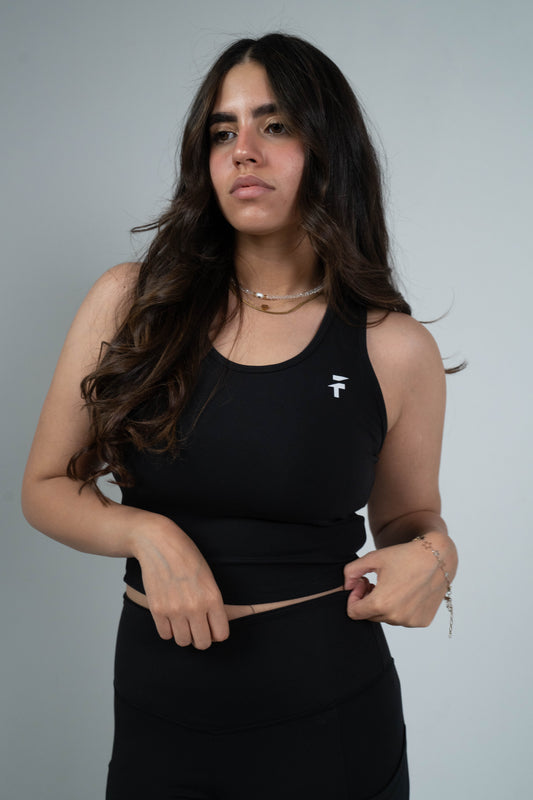 ULTRA SOFT ESSENTIAL SLEEVELESS CROP TOP - Black