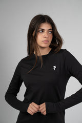 PERFORMANCE EXTENDED LONG SLEEVE TOP - Black - FIT TRIBE