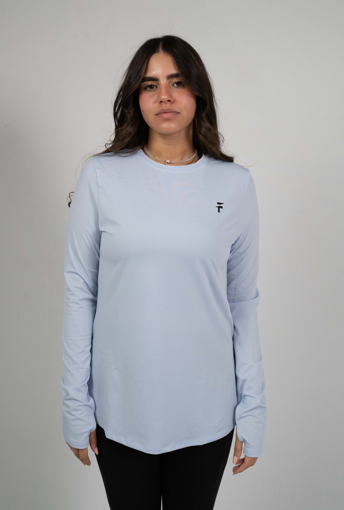 PERFORMANCE EXTENDED LONG SLEEVE TOP - Ice Blue - FIT TRIBE