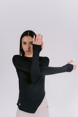 Performance Long Sleeve Top - Black - FIT TRIBE