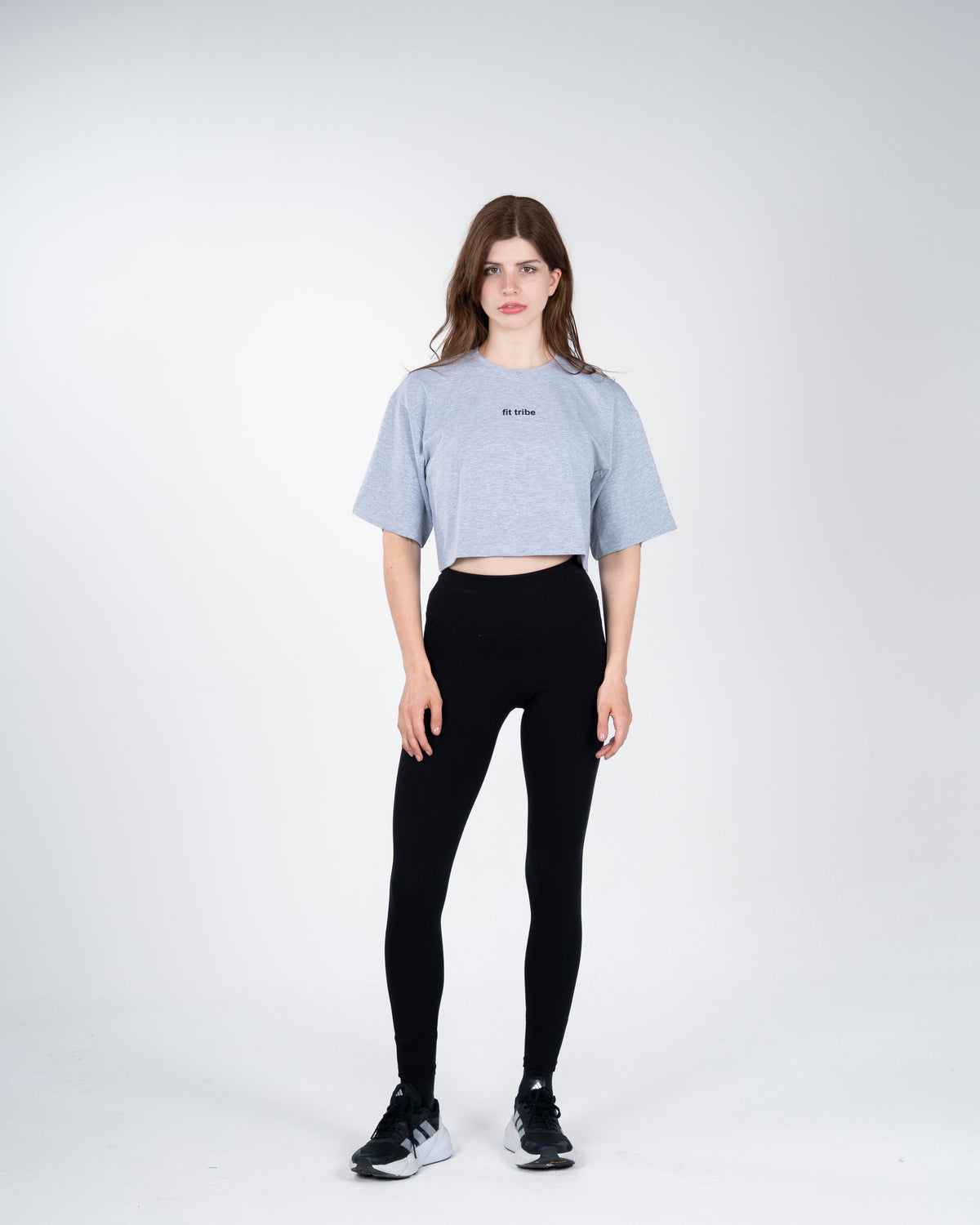 CLOUD COTTON OVERSIZED CROP TOP - Heather Grey - FIT TRIBE
