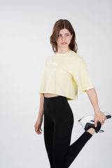 CLOUD COTTON OVERSIZED CROP TOP – Butter Yellow - FIT TRIBE