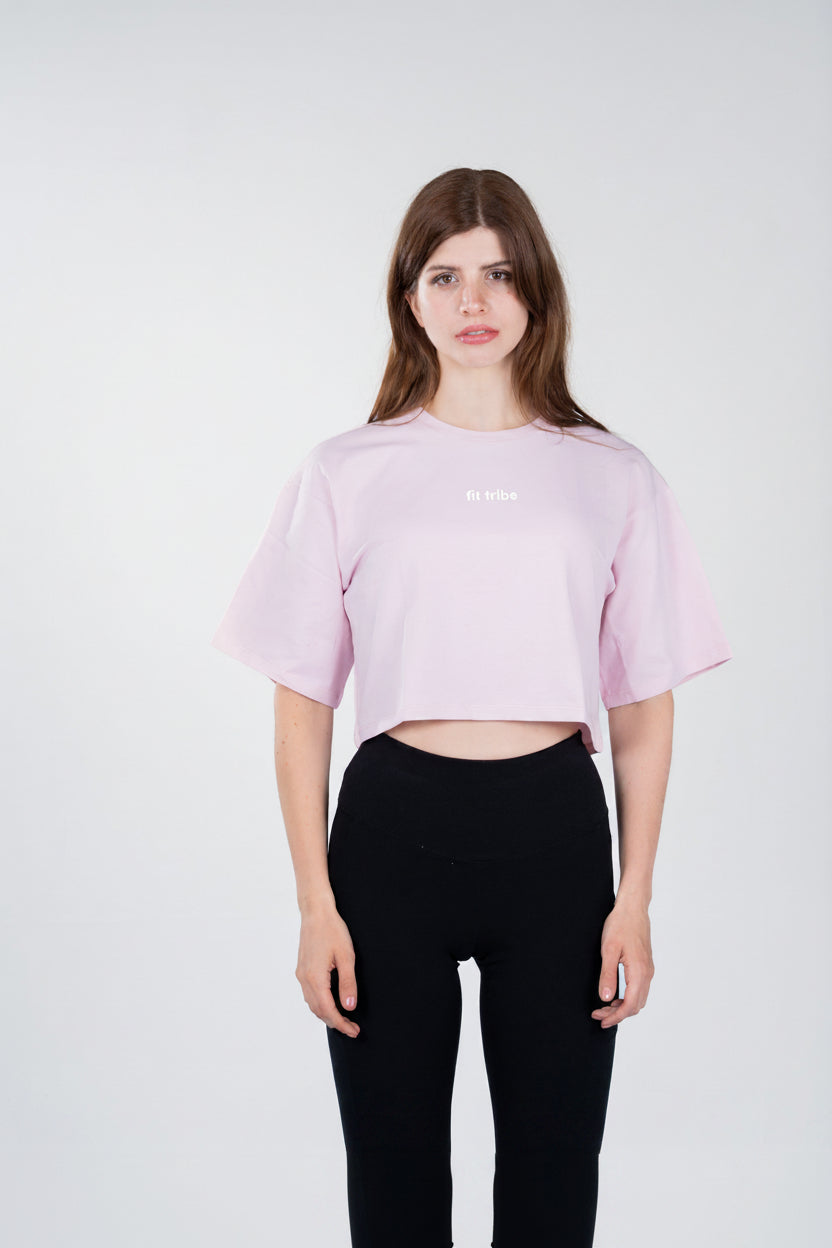 CLOUD COTTON OVERSIZED CROP TOP – Baby Pink - FIT TRIBE