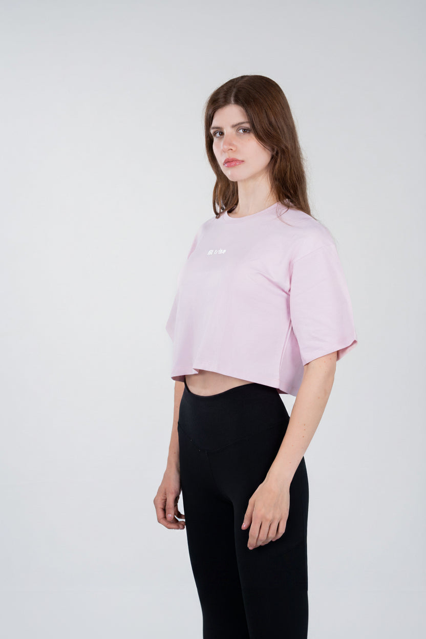 CLOUD COTTON OVERSIZED CROP TOP – Baby Pink - FIT TRIBE