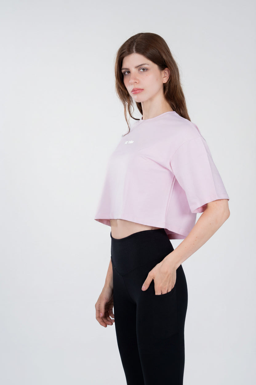 CLOUD COTTON OVERSIZED CROP TOP – Baby Pink - FIT TRIBE