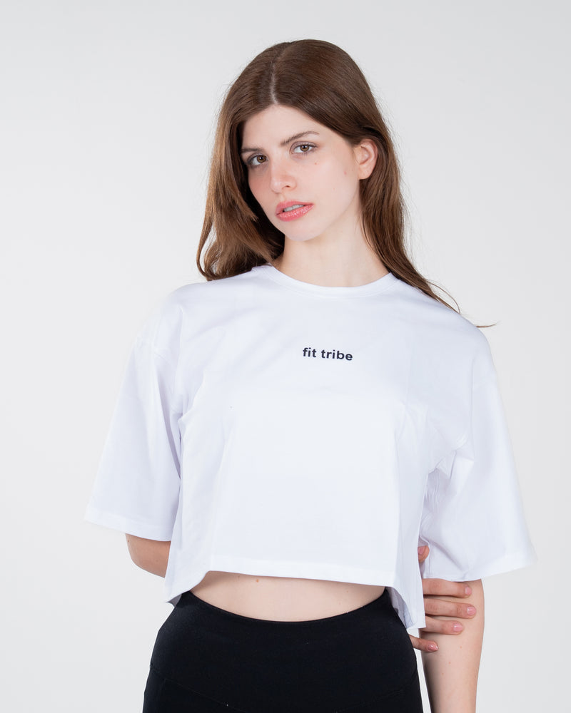 Cloud Cotton Oversized Crop Top - White