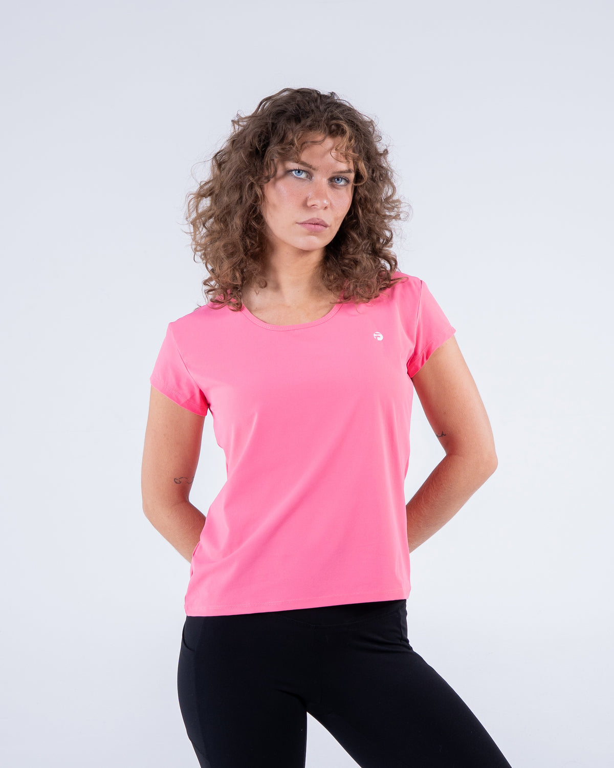 Signature Weave Quarter Sleeve Tee - Watermelon Pink - FIT TRIBE