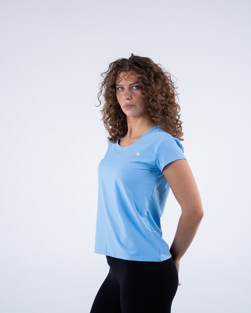 Signature Weave Quarter Sleeve Tee - Baby Blue