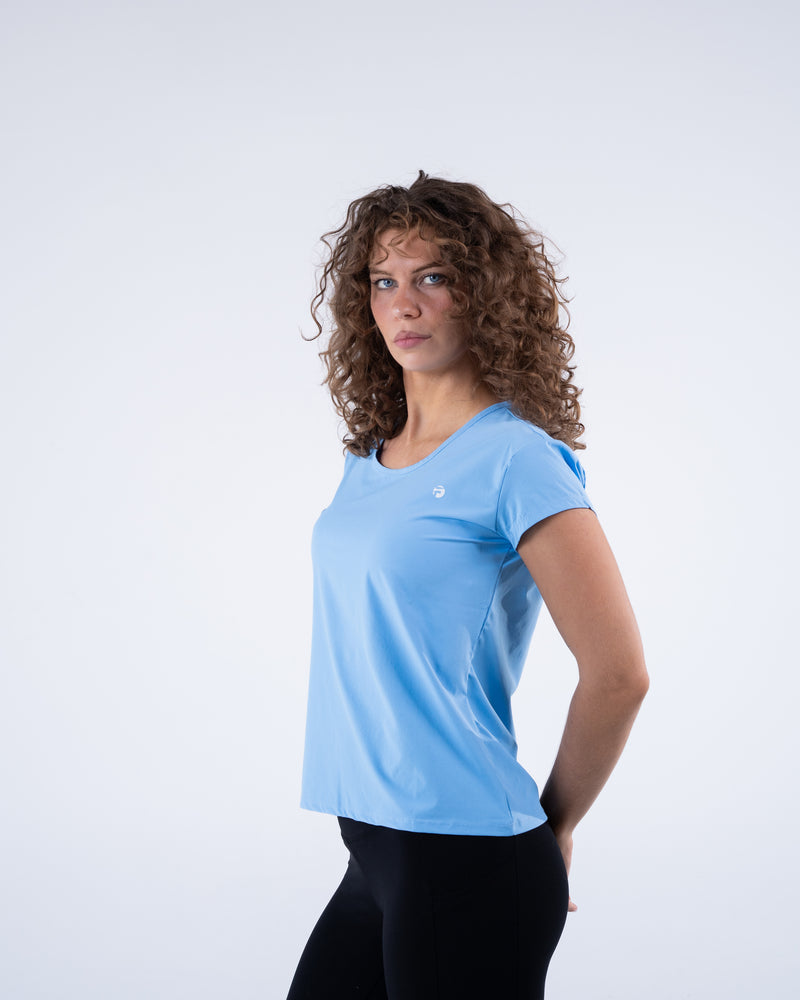 Signature Weave Quarter Sleeve Tee - Baby Blue