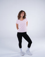 Signature Weave Quarter Sleeve Tee - Baby Pink - FIT TRIBE