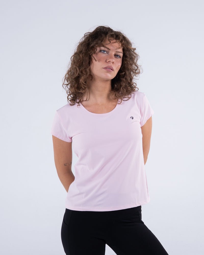 Signature Weave Quarter Sleeve Tee - Baby Pink