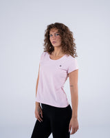 Signature Weave Quarter Sleeve Tee - Baby Pink - FIT TRIBE