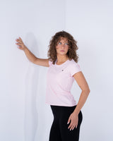 Signature Weave Quarter Sleeve Tee - Baby Pink - FIT TRIBE