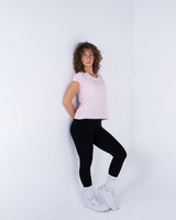 Signature Weave Quarter Sleeve Tee - Baby Pink - FIT TRIBE