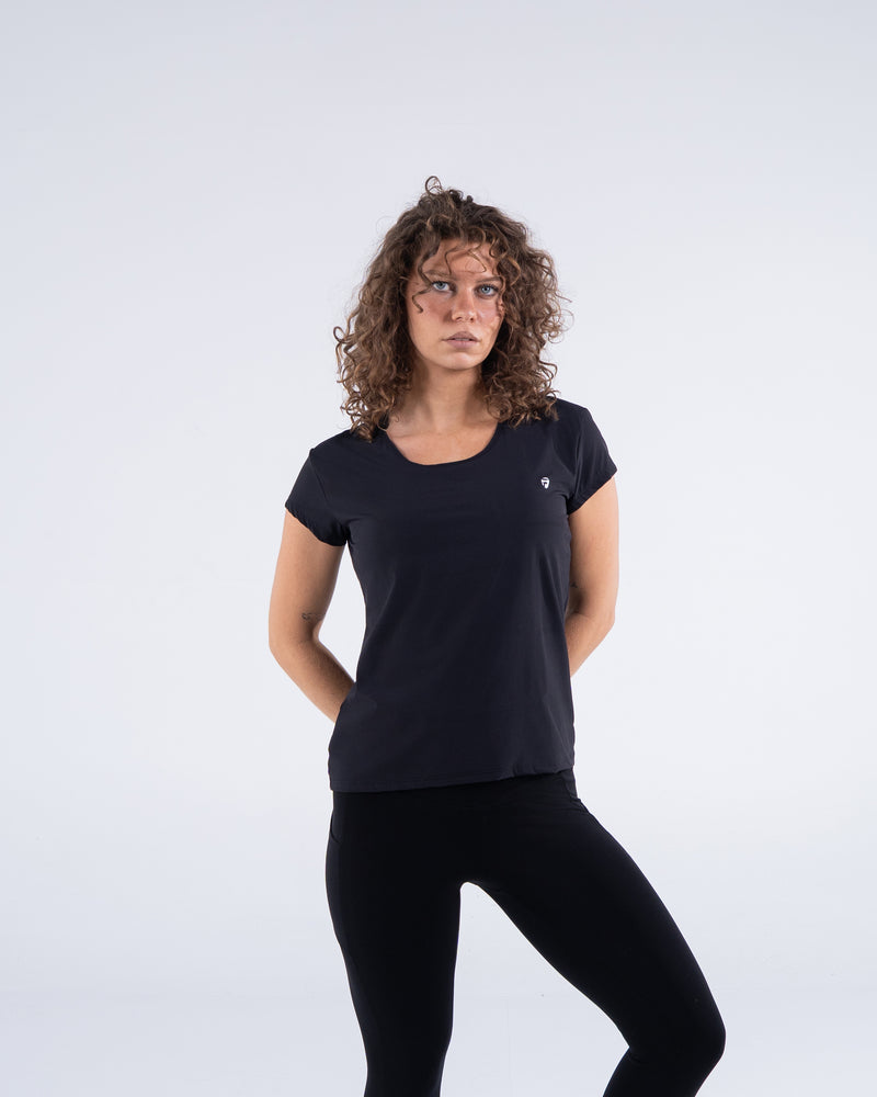 Signature Weave Quarter Sleeve Tee - Black