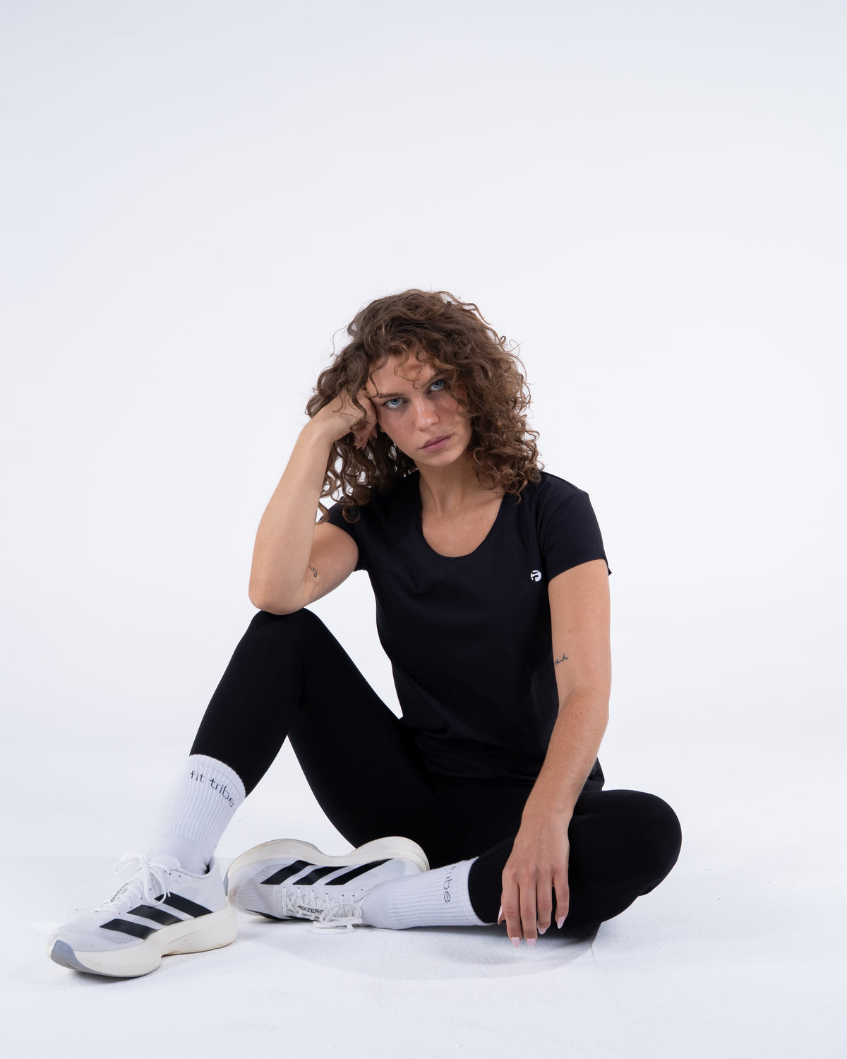 Signature Weave Quarter Sleeve Tee - Black - FIT TRIBE