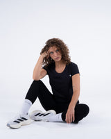 Signature Weave Quarter Sleeve Tee - Black - FIT TRIBE