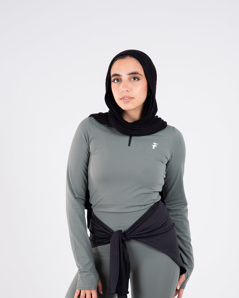 Ultra Soft Apex Zip-Up Body Fit Top - Olive Green