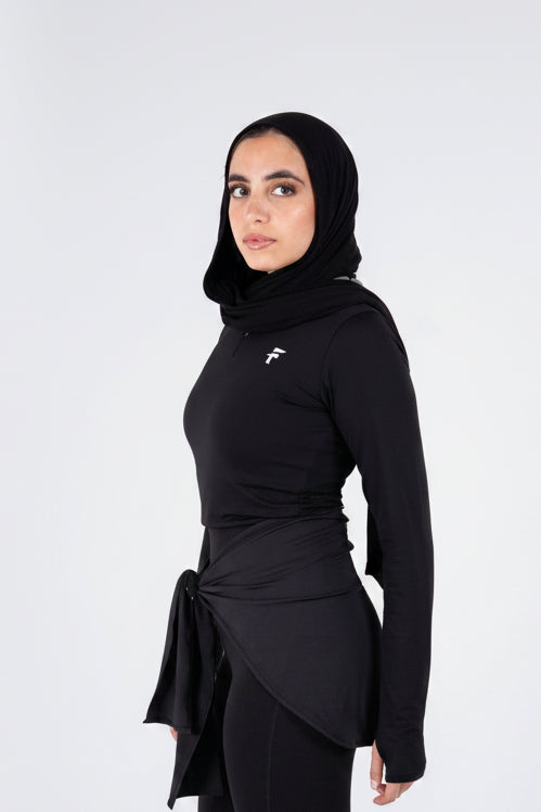 Ultra Soft Apex Zip-Up Body Fit Top - Black