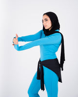 Ultra Soft Essential Zip-Up Body Fit Top - Marine Blue - FIT TRIBE