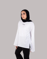 Cloud Cotton Long Sleeve Oversized Slit Top - White - FIT TRIBE
