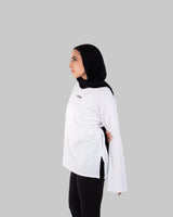 Cloud Cotton Long Sleeve Oversized Slit Top - White - FIT TRIBE