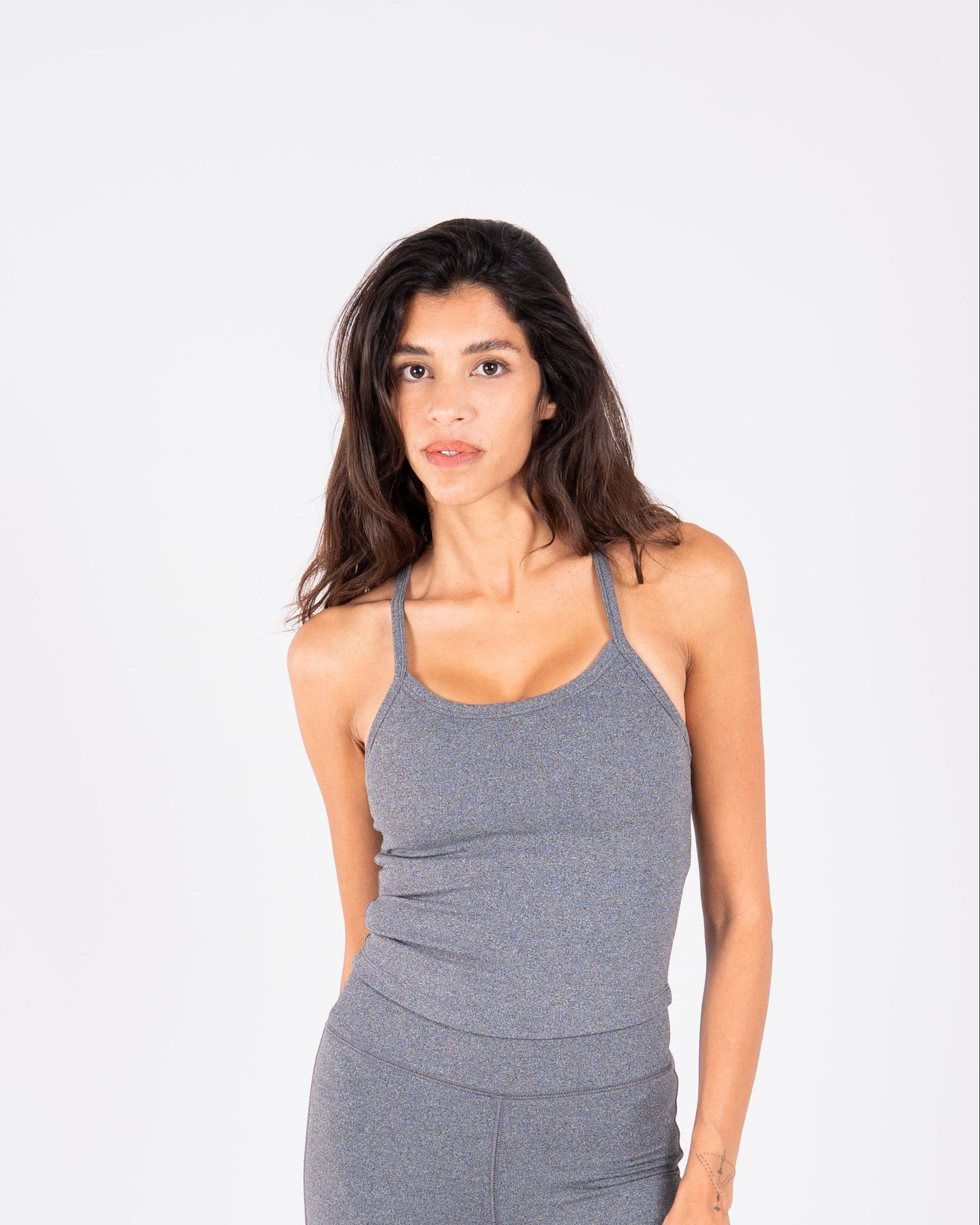 Ultra Soft Apex Padded Strap Tank - Dark Heather Grey