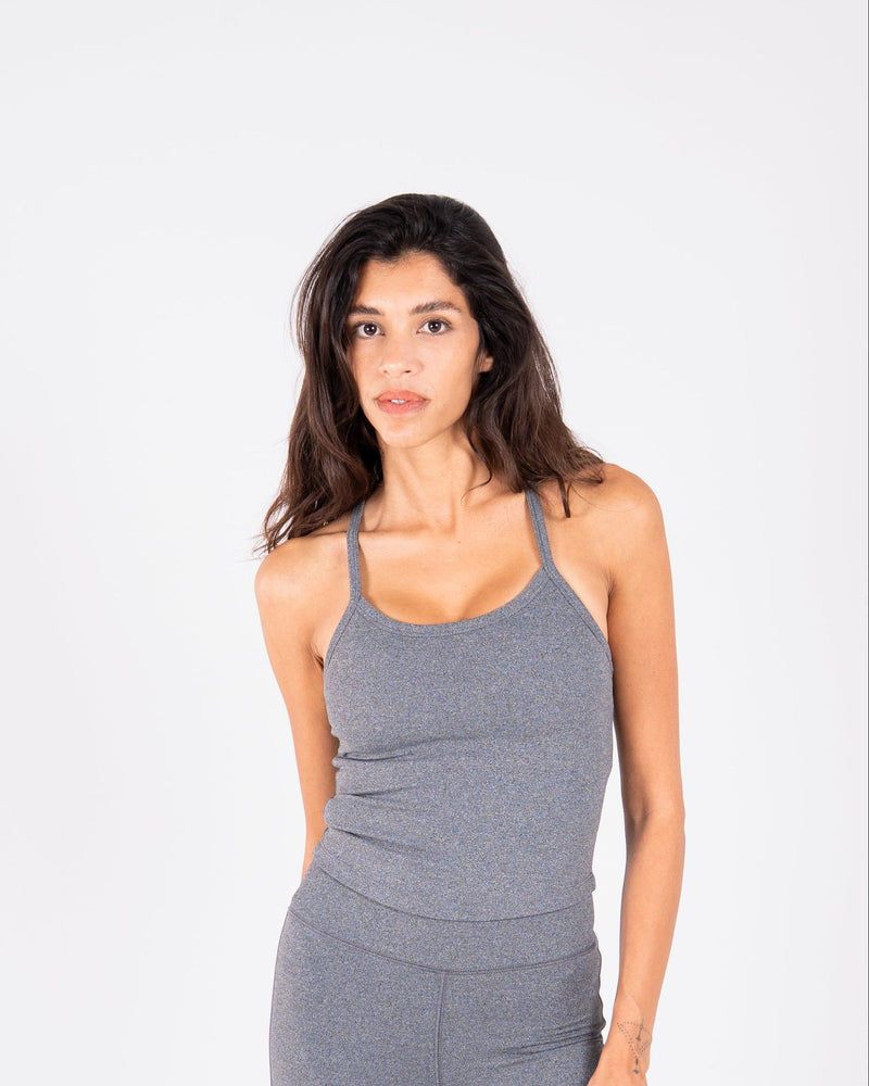 Ultra Soft Apex Padded Strap Tank - Dark Heather Grey
