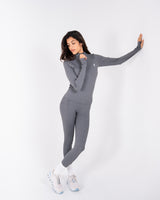 Ultra Soft Apex Zip-Up Body Fit Top - Dark Heather Grey - FIT TRIBE
