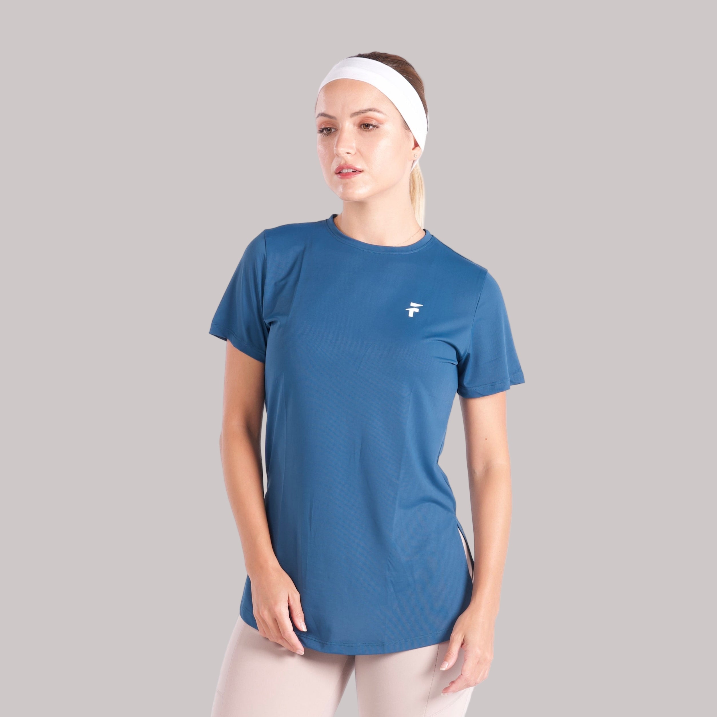 PERFORMANCE EXTENDED SHORT SLEEVE TOP  - Cobalt Blue - FIT TRIBE