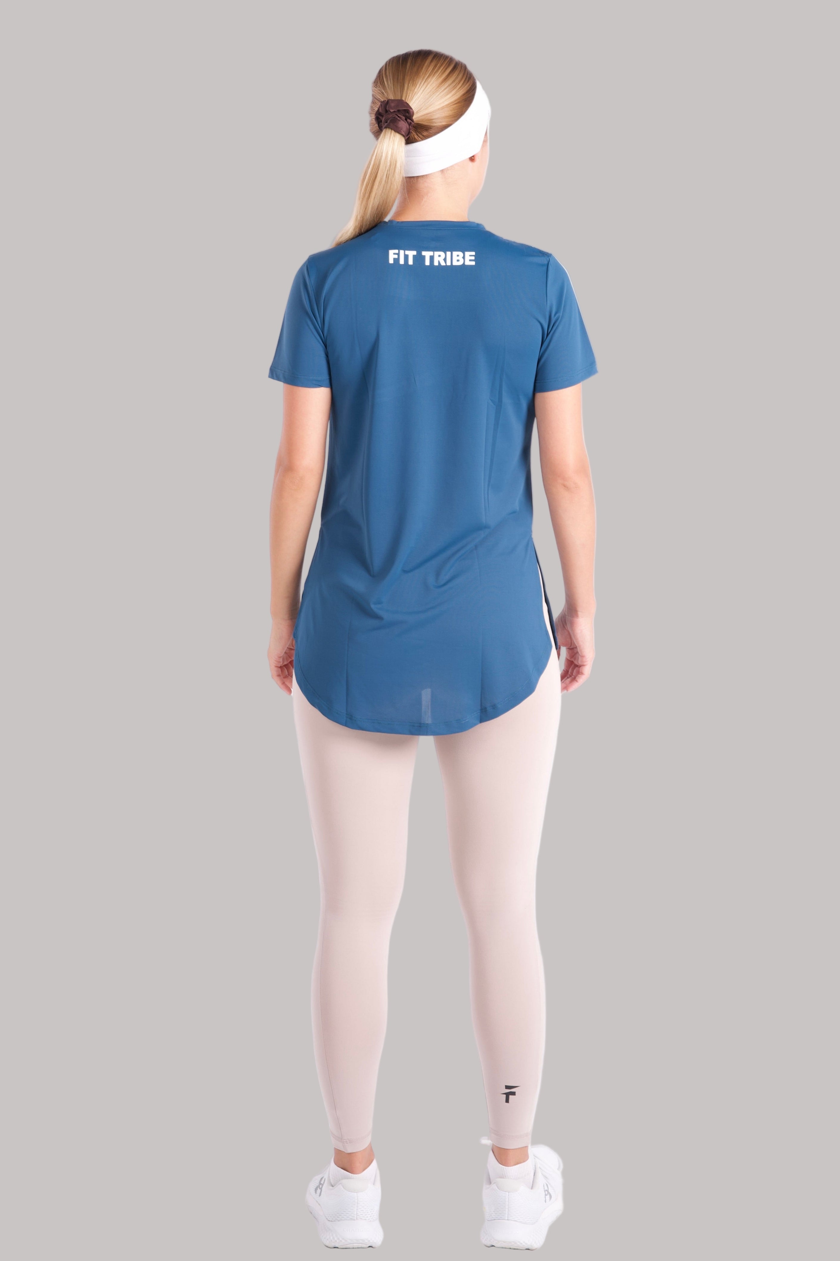 PERFORMANCE EXTENDED SHORT SLEEVE TOP  - Cobalt Blue - FIT TRIBE