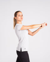 ESSENTIAL SHORT SLEEVE TOP - Light Grey - FIT TRIBE