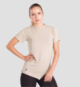 ESSENTIAL SHORT SLEEVE TOP - Beige - FIT TRIBE