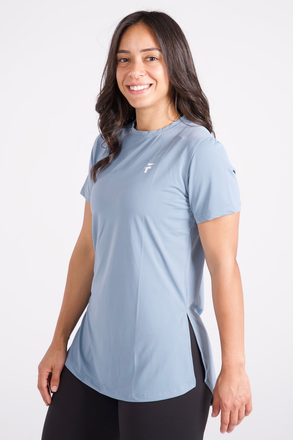 PERFORMANCE EXTENDED SHORT SLEEVE TOP  - Light Indigo - FIT TRIBE