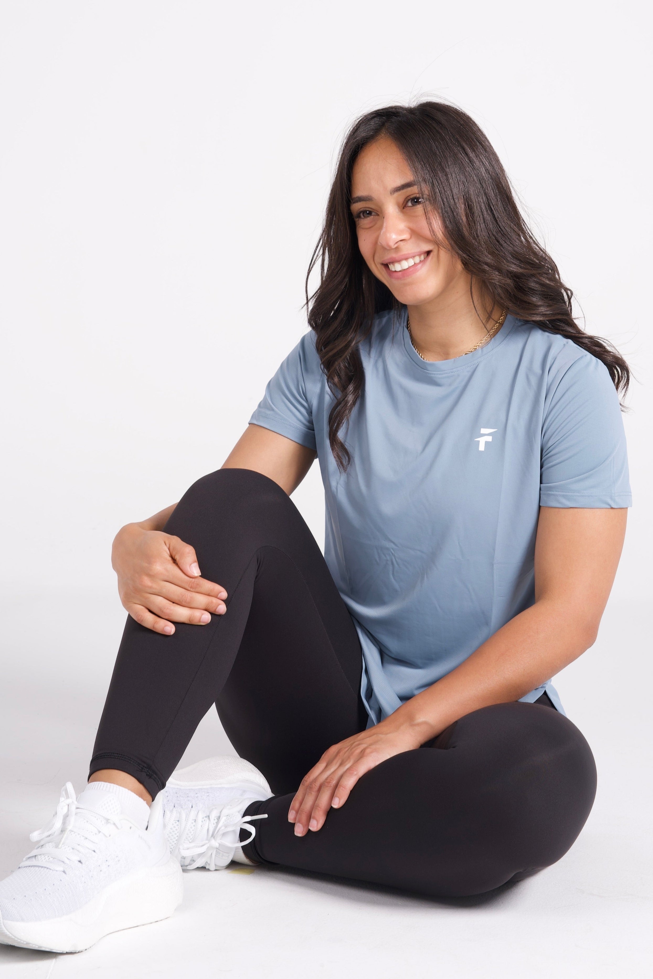 PERFORMANCE EXTENDED SHORT SLEEVE TOP  - Light Indigo - FIT TRIBE