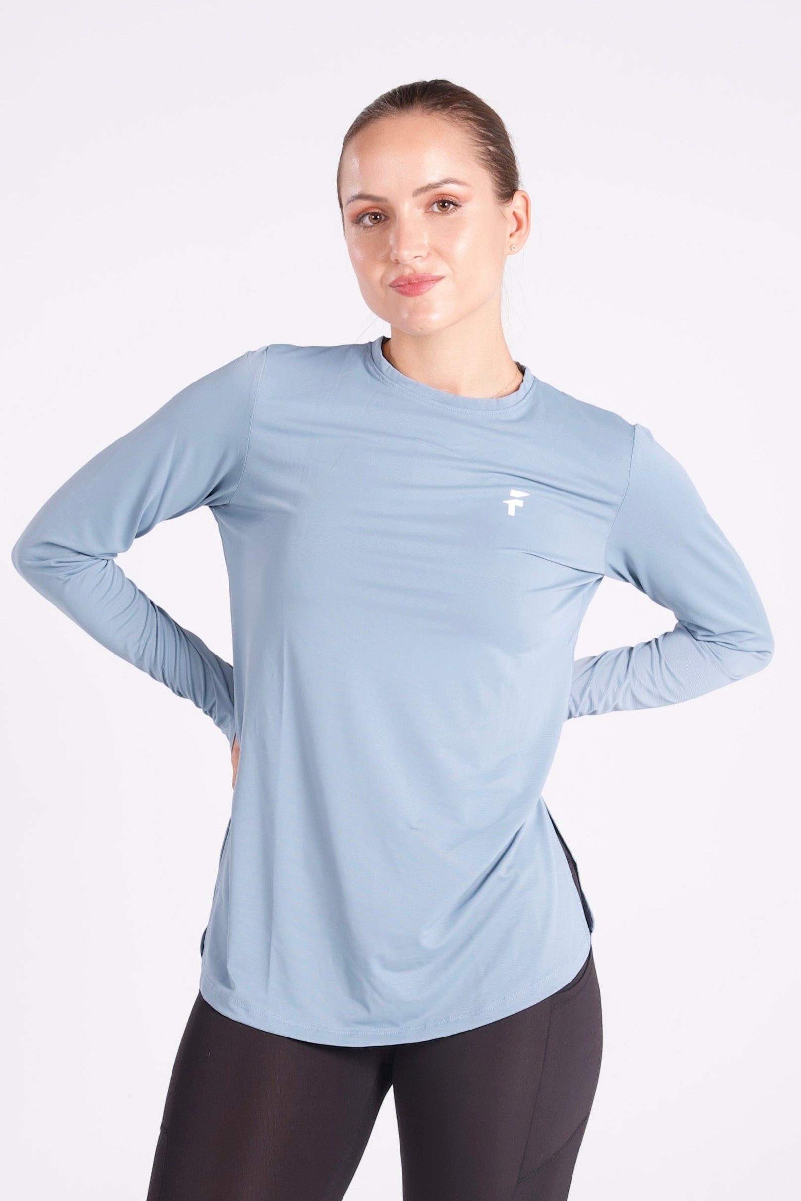 PERFORMANCE EXTENDED LONG SLEEVE TOP  - Light Indigo - FIT TRIBE