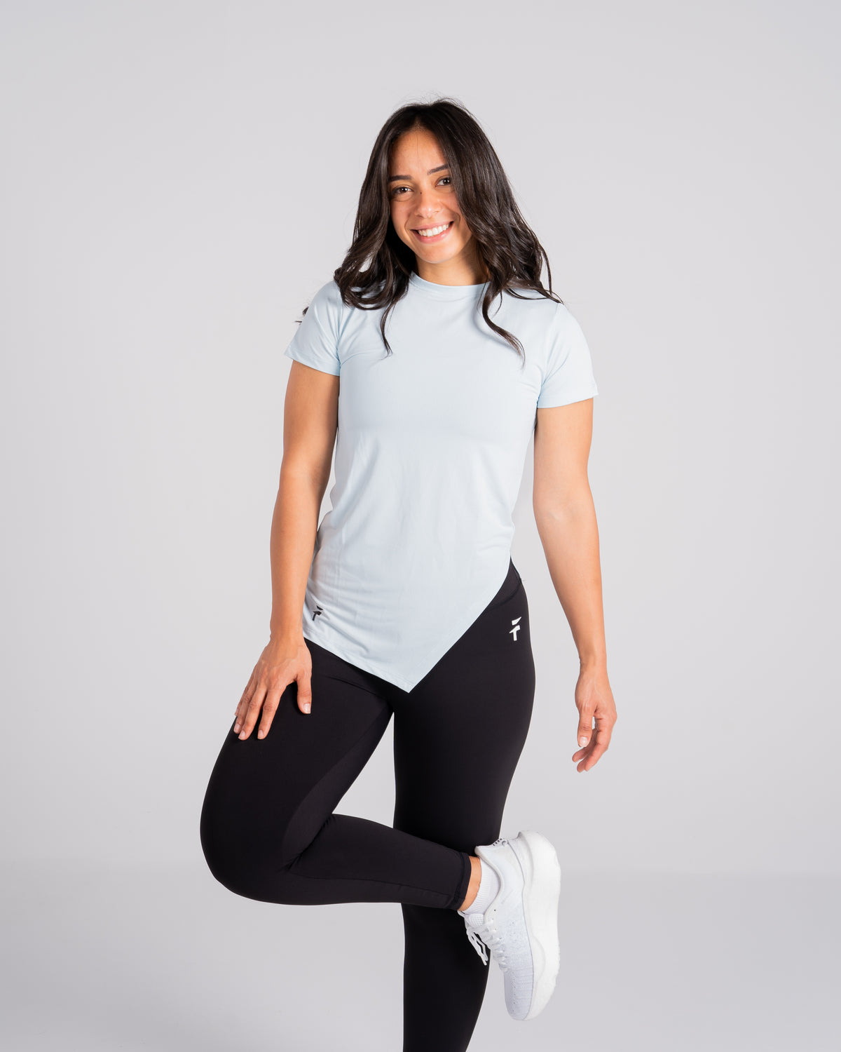 ESSENTIAL SHORT SLEEVE TOP  - Frost Blue - FIT TRIBE