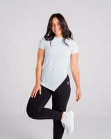 ESSENTIAL SHORT SLEEVE TOP  - Frost Blue - FIT TRIBE