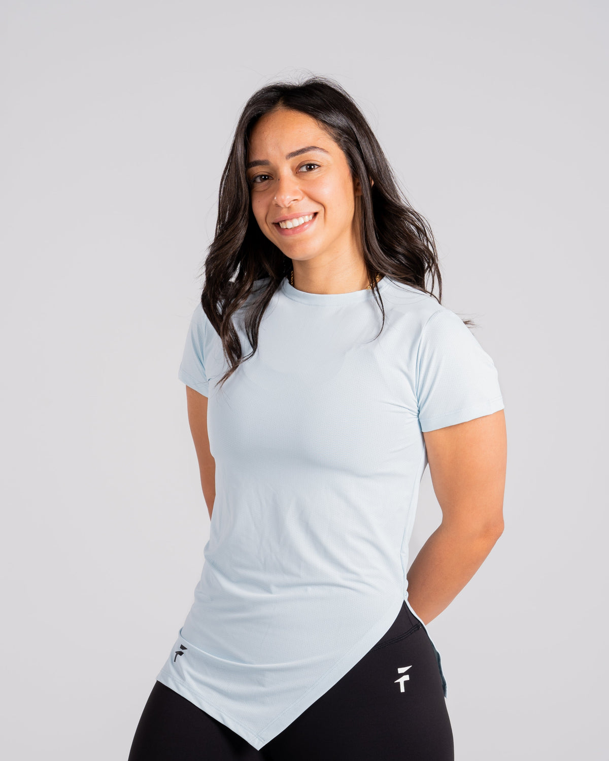 ESSENTIAL SHORT SLEEVE TOP  - Frost Blue - FIT TRIBE