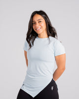 ESSENTIAL SHORT SLEEVE TOP  - Frost Blue - FIT TRIBE