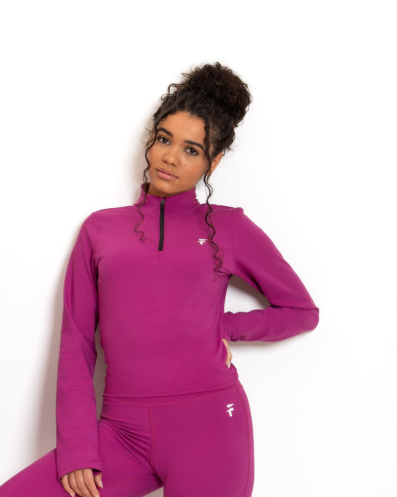 Ultra Soft Essential Zip-Up Body Fit Top - Purple Orchid