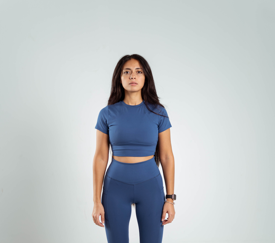 ULTRA SOFT ESSENTIAL CROP TOP - Crystal Blue - FIT TRIBE