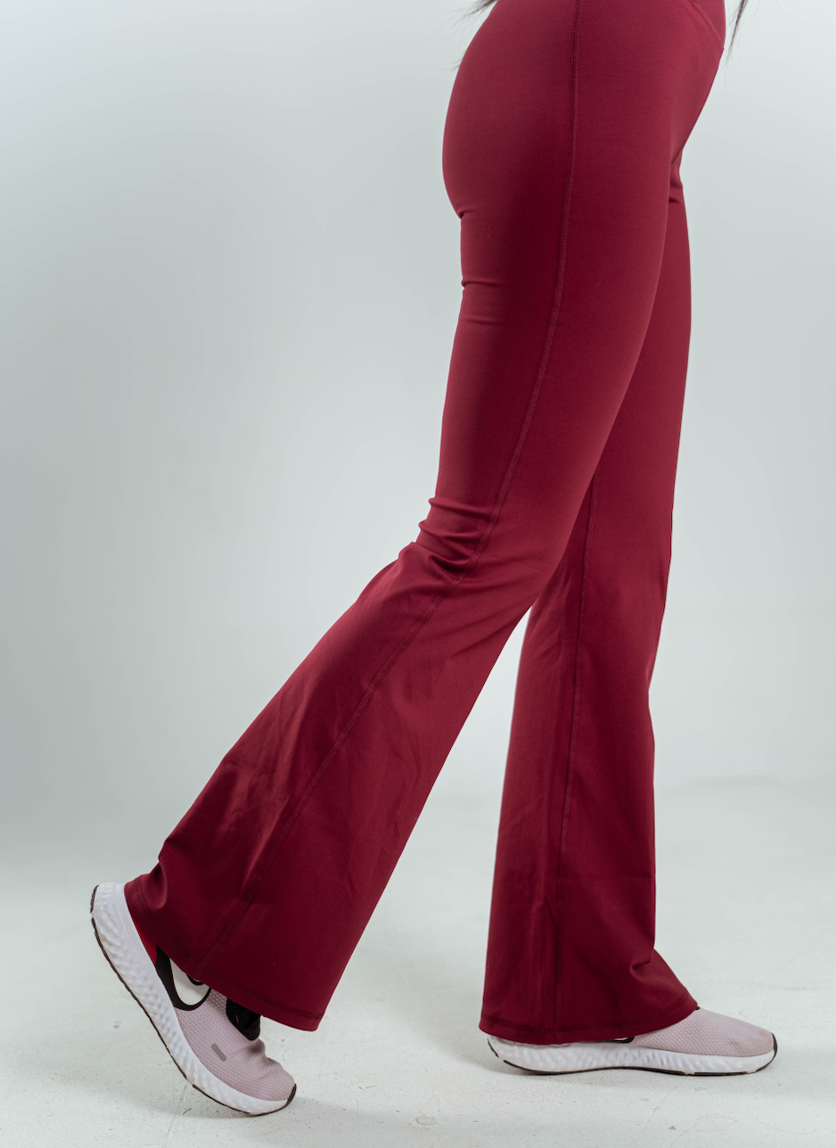 ULTRA SOFT PREMIUM FLARED PANTS - Merlot Red – FIT TRIBE